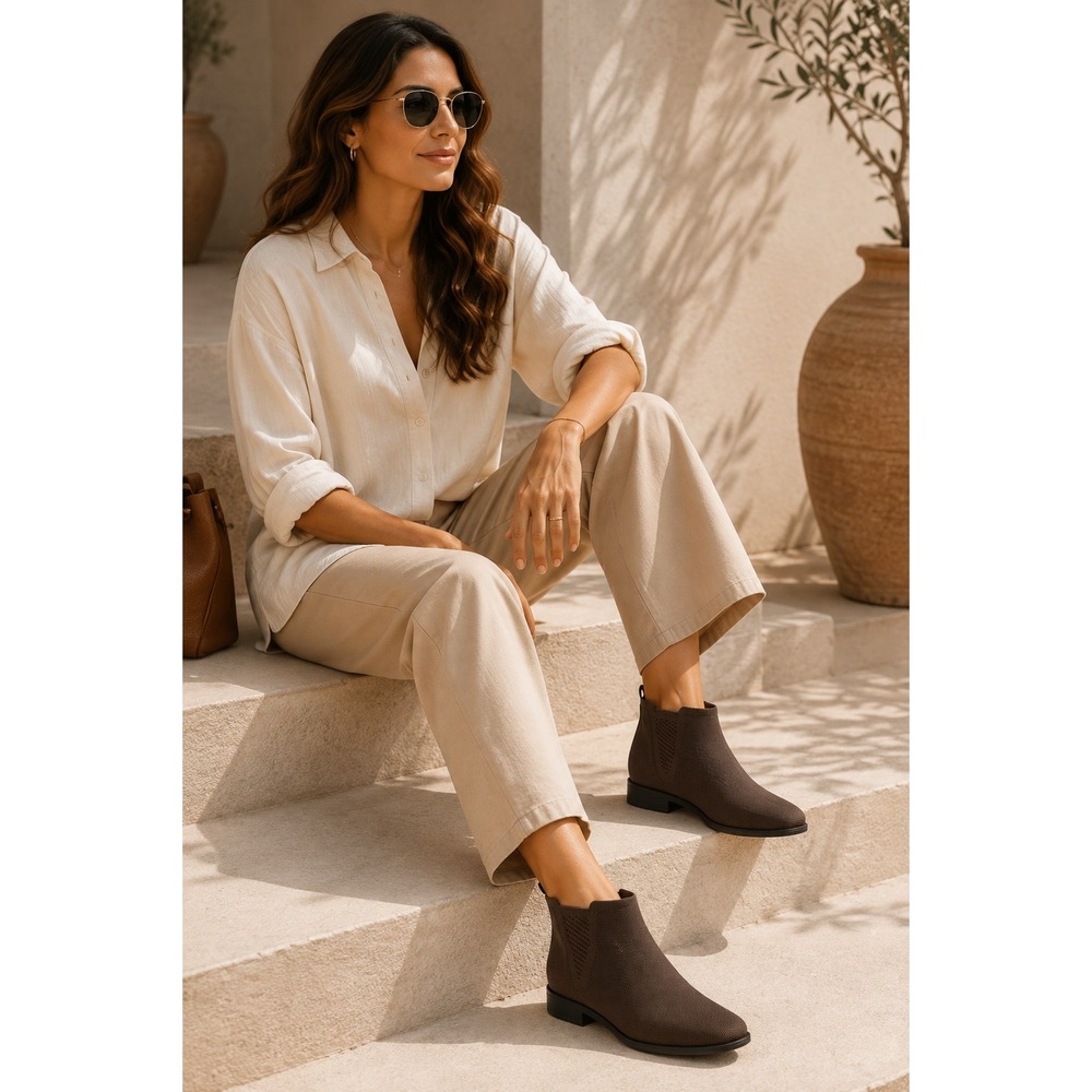 VIVAIA Brown Water Repellent Knit Chelsea Ankle Boots EU 39.5 US 8.5